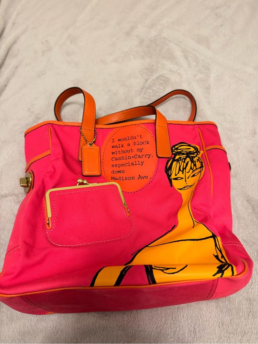 Coach Bonnie Cashin Pink and Orange Graphic Tote